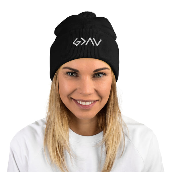 God is Greater than the Highs and Lows Pom-Pom Beanie