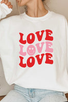 PLUS SIZE - LOVE LOVE LOVE HAPPY FACE GRAPHIC CREW