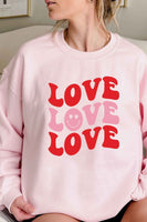 PLUS SIZE - LOVE LOVE LOVE HAPPY FACE GRAPHIC CREW