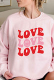 PLUS SIZE - LOVE LOVE LOVE HAPPY FACE GRAPHIC CREW