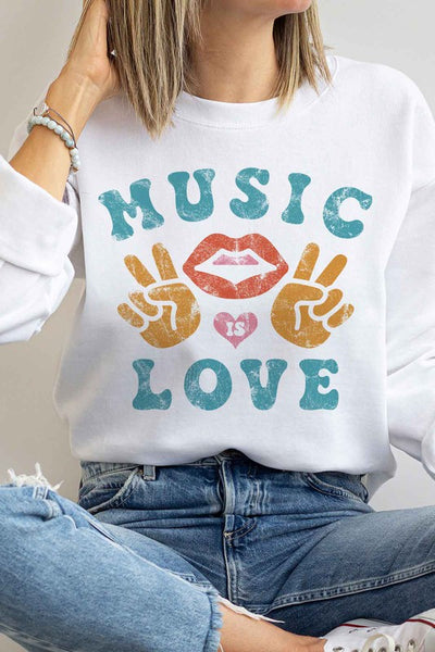 MUSIC IS LOVE SWEATSHIRT PLUS SIZE