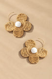 Raffia straw flower earrings