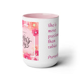 Happy Mothers Day She is more precious than rubies Proverbs 31:10   Two-Tone Coffee Mugs, 15oz